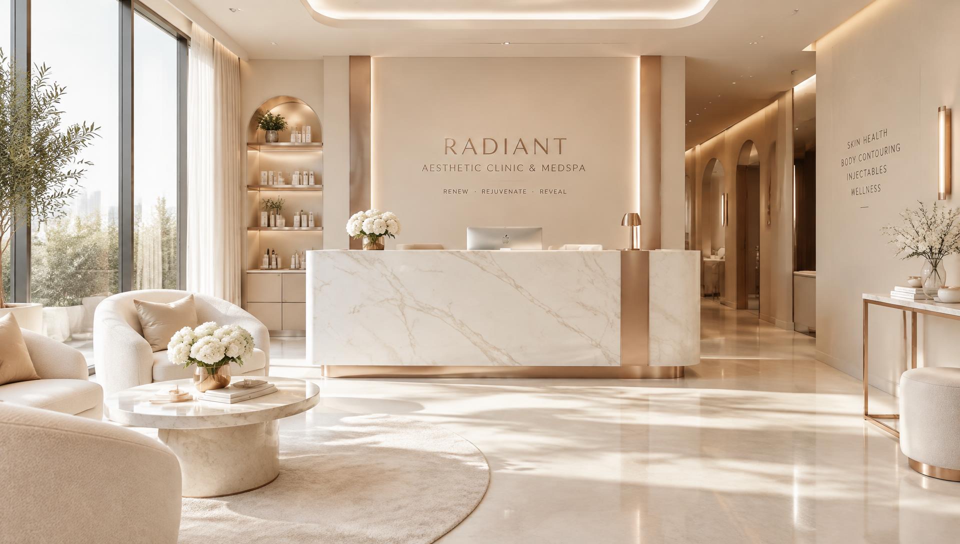 Elegant reception of a modern aesthetic clinic